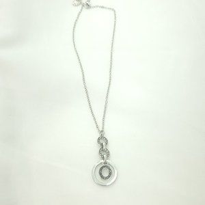 Liz Claiborne Womens Silver Oval Link Chain Lobster Triple Hoop Pendent …